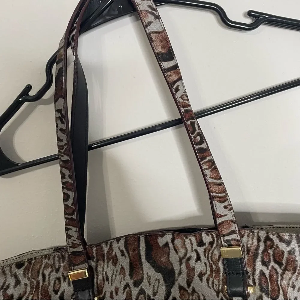 Antonio Melani Leopard Print Leather Tote Bag